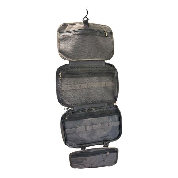 Travel Hanging Toiletry Makeup Bag NEW Gray Foldable, Separate Compartments - Picture 6 of 6